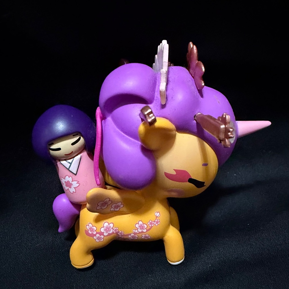 tokidoki Purple and Gold Unicorn with Cherry Blossoms